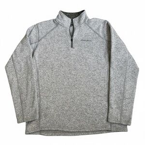 Eddie Bauer Men's L Gray Quarter-Zip Fleece Pullover Sweater Jacket Gray Warm
